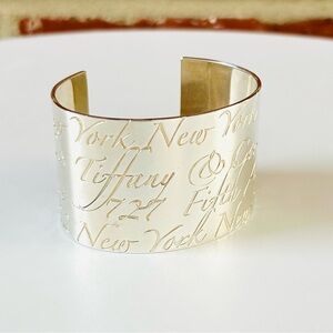 Tiffany & Co. Notes Wide Cuff Bracelet – Sterling Silver Script Design